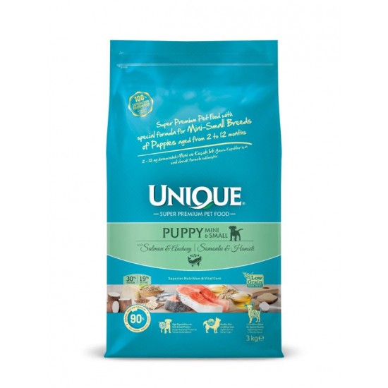Unique Mini ve Küçük Irk Yavru Köpek Maması Somonlu&Hamsili 3 kg