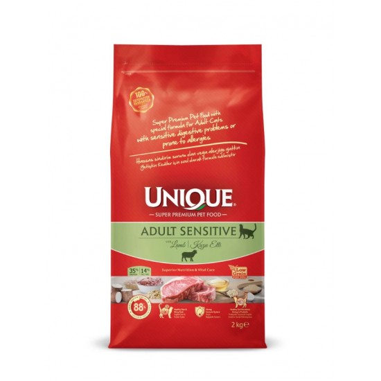 Unique Sensitive Yetişkin Kedi Maması Kuzu Etli 2 kg